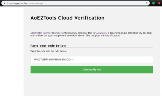 AoE2ToolsCloud Generate your Key