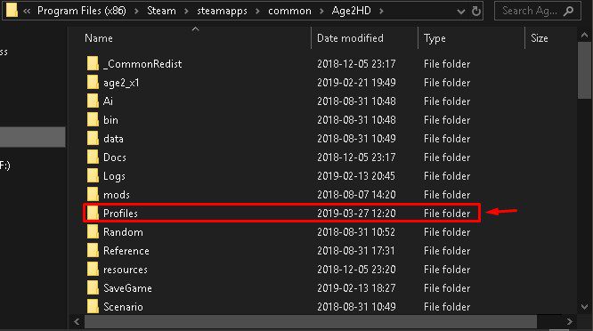 Profiles Folder of Age of Empires 2