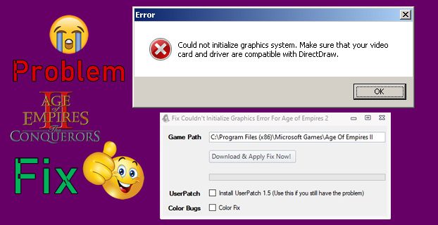could not initialize graphics system DirectDraw fix for Age of Empires 2