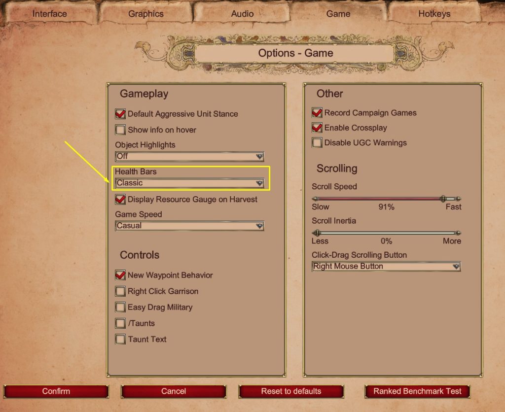 Game Settings For AoE2 DE