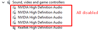 nvidia high definition audio disable it