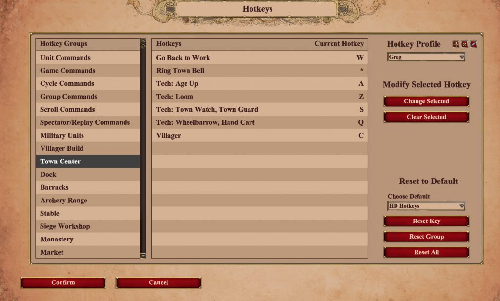 age of empires ii hotkeys