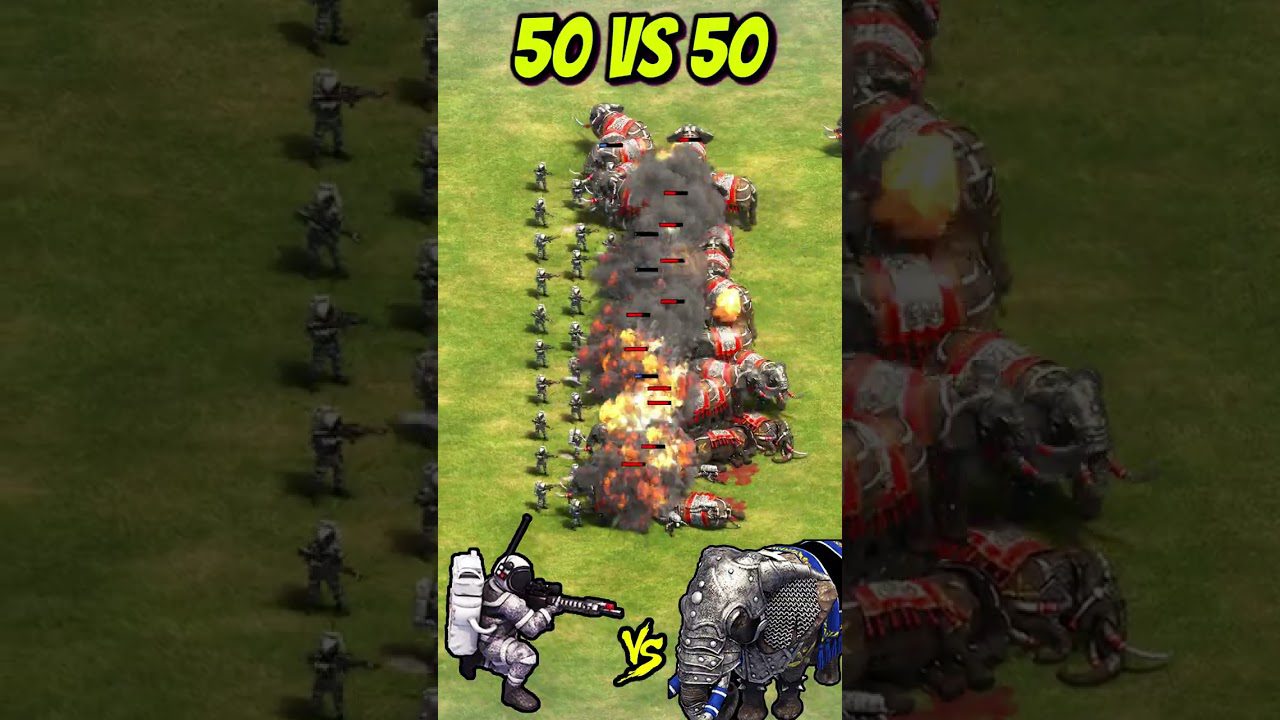 50 Photon Men vs 50 Elite War Elephants (AoE2) #Shorts 50 Photon Men vs 50 Elite War Elephants (AoE2) #Shorts