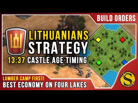 Build Order: Lithuanians 22 Villager Castle Age on Four Lakes [Age of Empires 2]