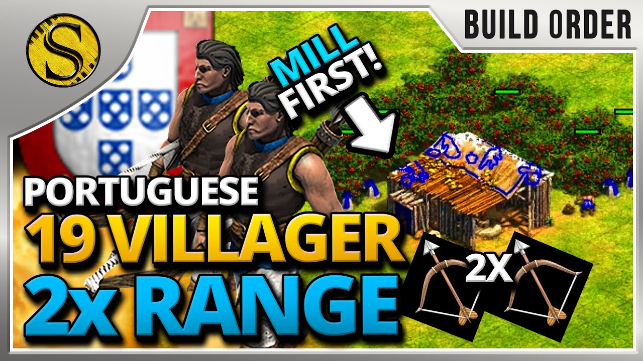Build Order: Portuguese 19 Villager 2 Range Archers Fast Fletching (Mill First)