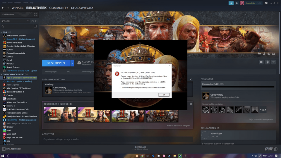 I Purchased Age of Empires II DE Today and I Have No Idea How to Resolve This Error I Purchased Age of Empires II DE Today and I Have No Idea How to Resolve This Error