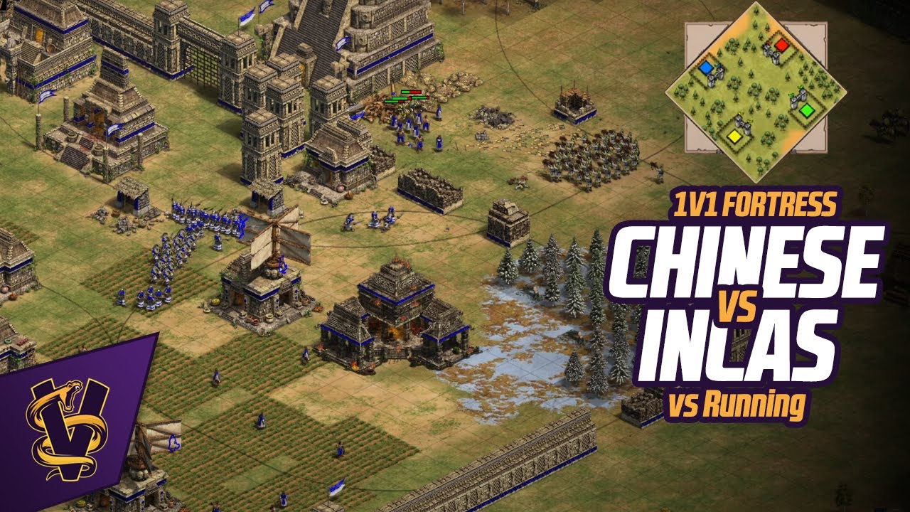 1v1 Fortress | Chinese vs Incas | vs Running